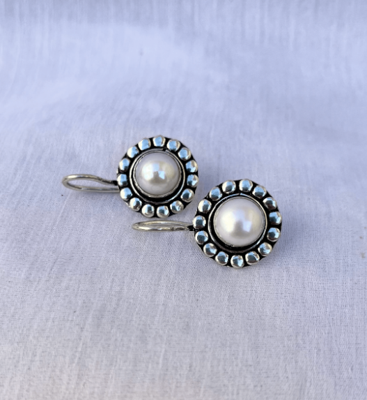 Pearl oxidised earrings