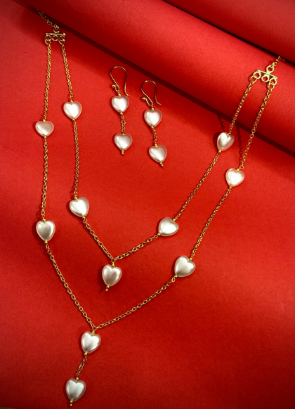 Heart pearl neckpiece (without earings)