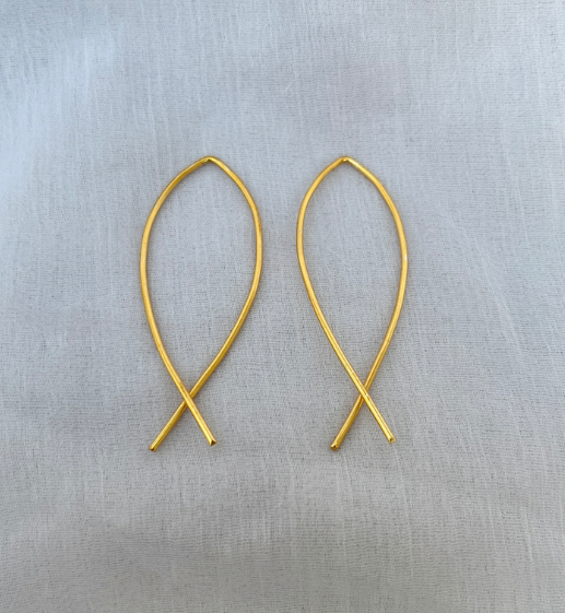 Fish bone earring- Gold