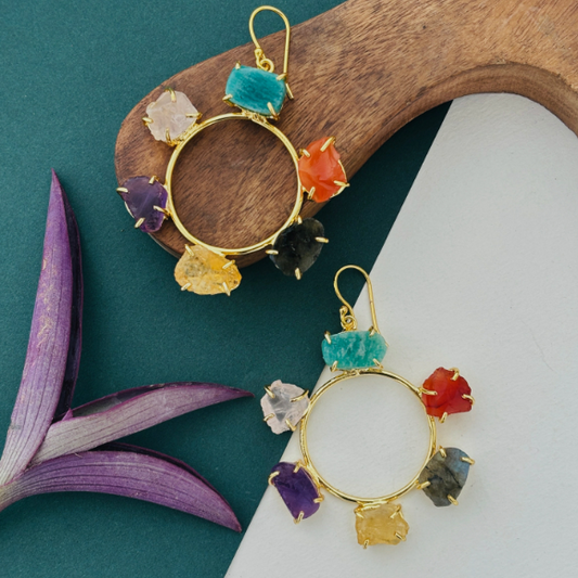 Prism Play - Rough natural stone earrings